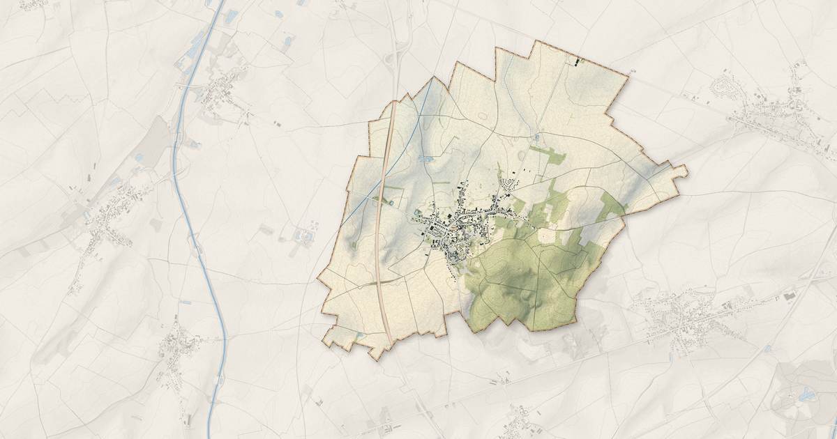 Portrait cartographique de Bourlon : relief, eau, forêts, bâti et voies, calculés à partir des données de l'IGN