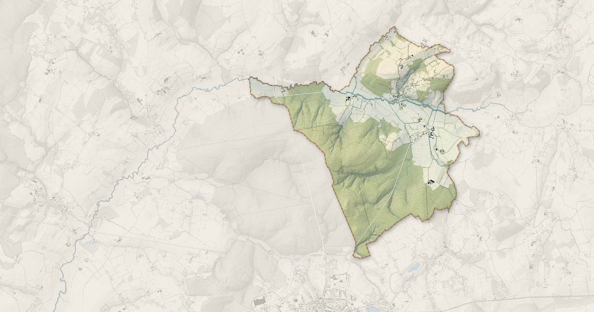 Portrait cartographique de Bournonville : relief, eau, forêts, bâti et voies, calculés à partir des données de l'IGN