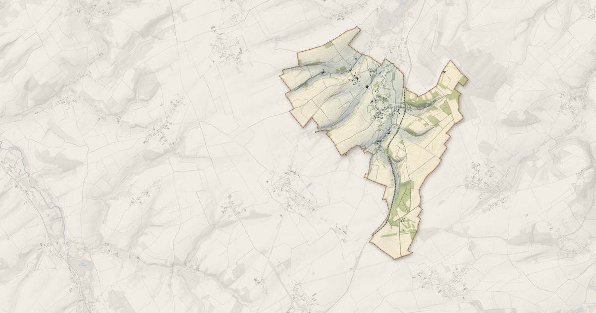 Portrait cartographique de Bours : relief, eau, forêts, bâti et voies, calculés à partir des données de l'IGN
