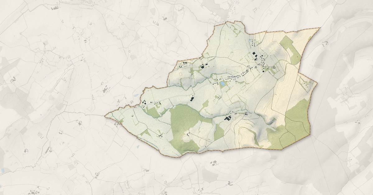 Portrait cartographique de Boursin : relief, eau, forêts, bâti et voies, calculés à partir des données de l'IGN