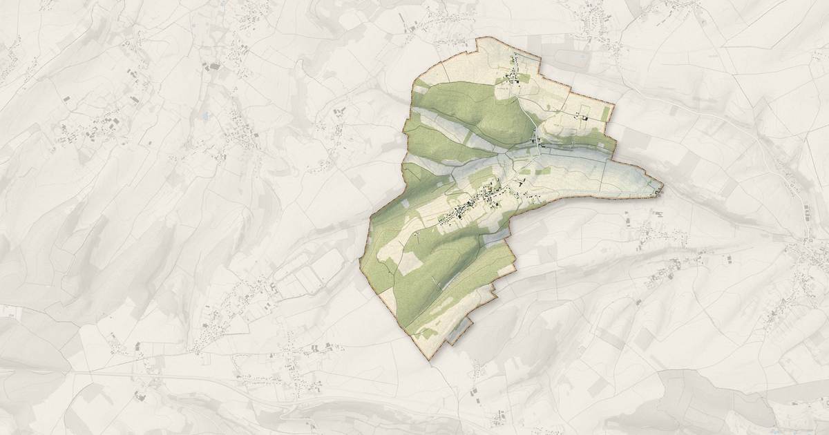 Portrait cartographique de Bouvelinghem : relief, eau, forêts, bâti et voies, calculés à partir des données de l'IGN