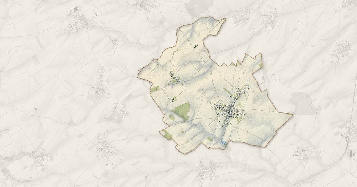 Portrait cartographique de Bucquoy : relief, eau, forêts, bâti et voies, calculés à partir des données de l'IGN