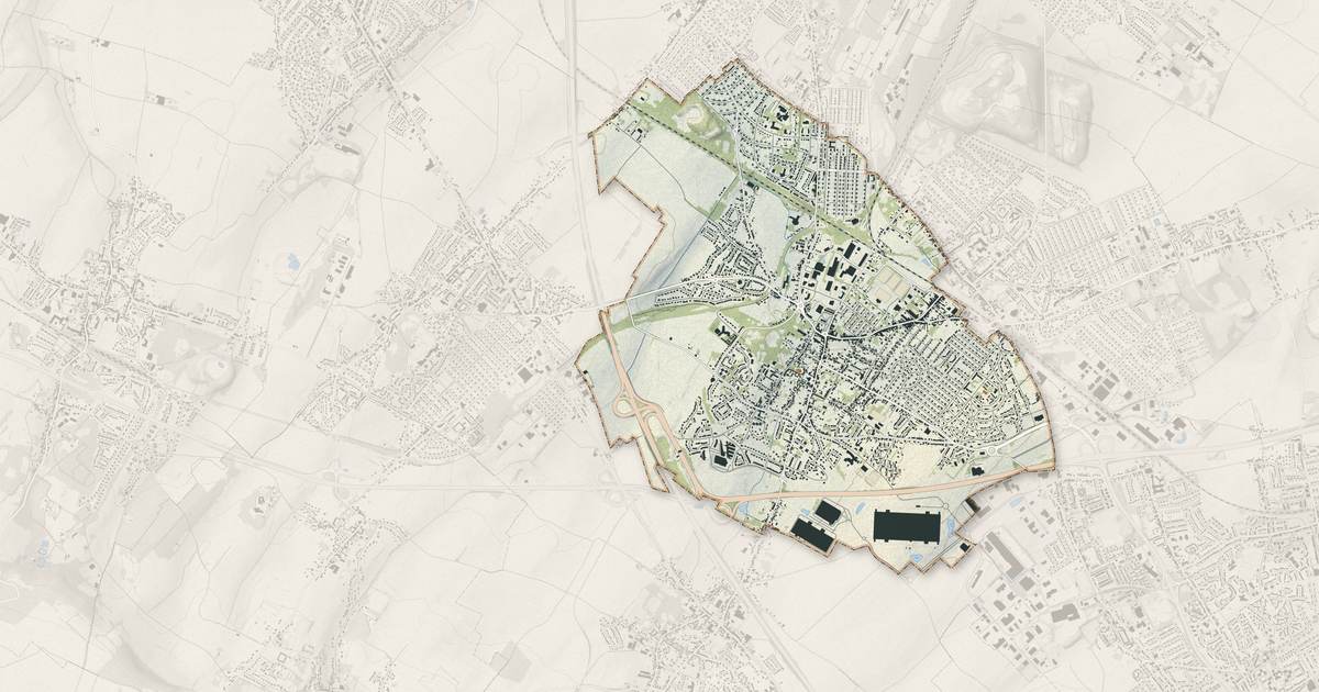 Portrait cartographique de Bully-les-Mines : relief, eau, forêts, bâti et voies, calculés à partir des données de l'IGN