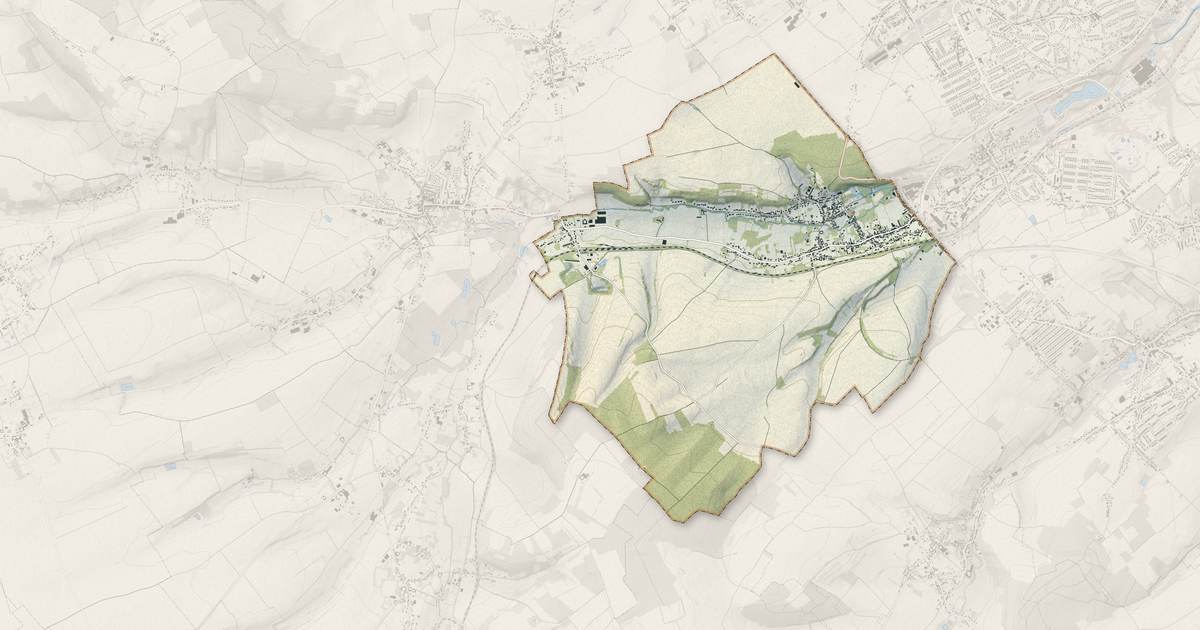 Portrait cartographique de Camblain-Châtelain : relief, eau, forêts, bâti et voies, calculés à partir des données de l'IGN