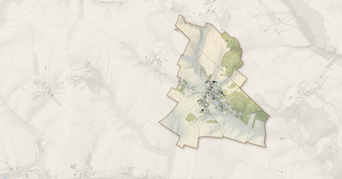 Portrait cartographique de Camblain-l'Abbé : relief, eau, forêts, bâti et voies, calculés à partir des données de l'IGN