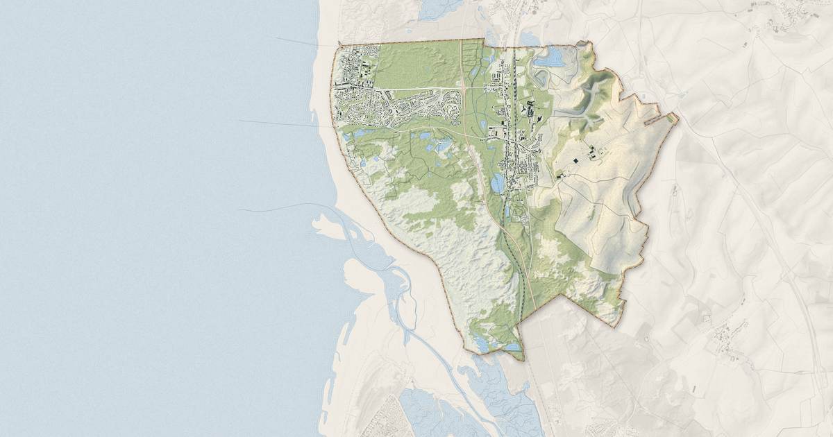 Portrait cartographique de Camiers : relief, eau, forêts, bâti et voies, calculés à partir des données de l'IGN