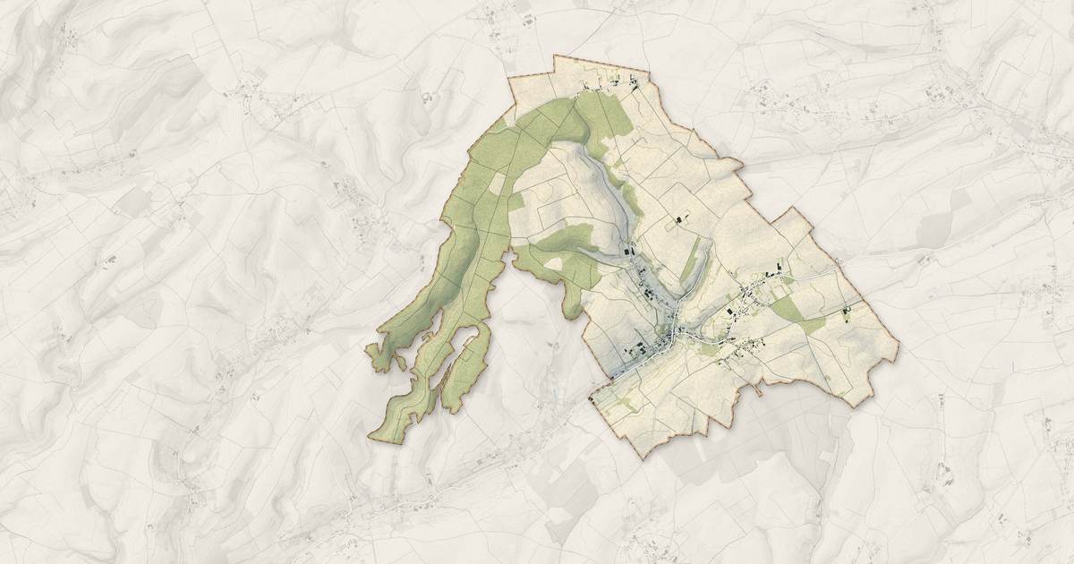 Portrait cartographique de Créquy : relief, eau, forêts, bâti et voies, calculés à partir des données de l'IGN