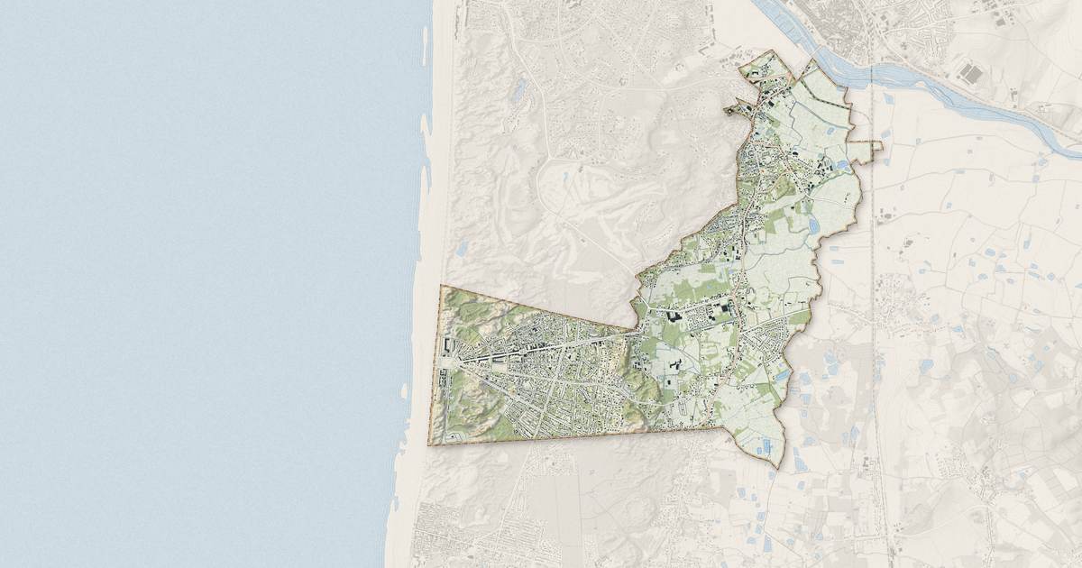Portrait cartographique de Cucq : relief, eau, forêts, bâti et voies, calculés à partir des données de l'IGN