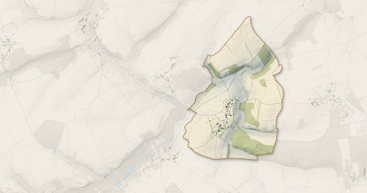 Portrait cartographique de Denier : relief, eau, forêts, bâti et voies, calculés à partir des données de l'IGN