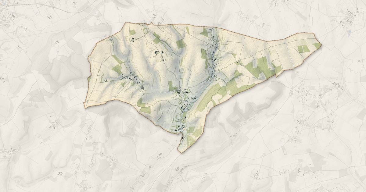 Portrait cartographique de Doudeauville : relief, eau, forêts, bâti et voies, calculés à partir des données de l'IGN