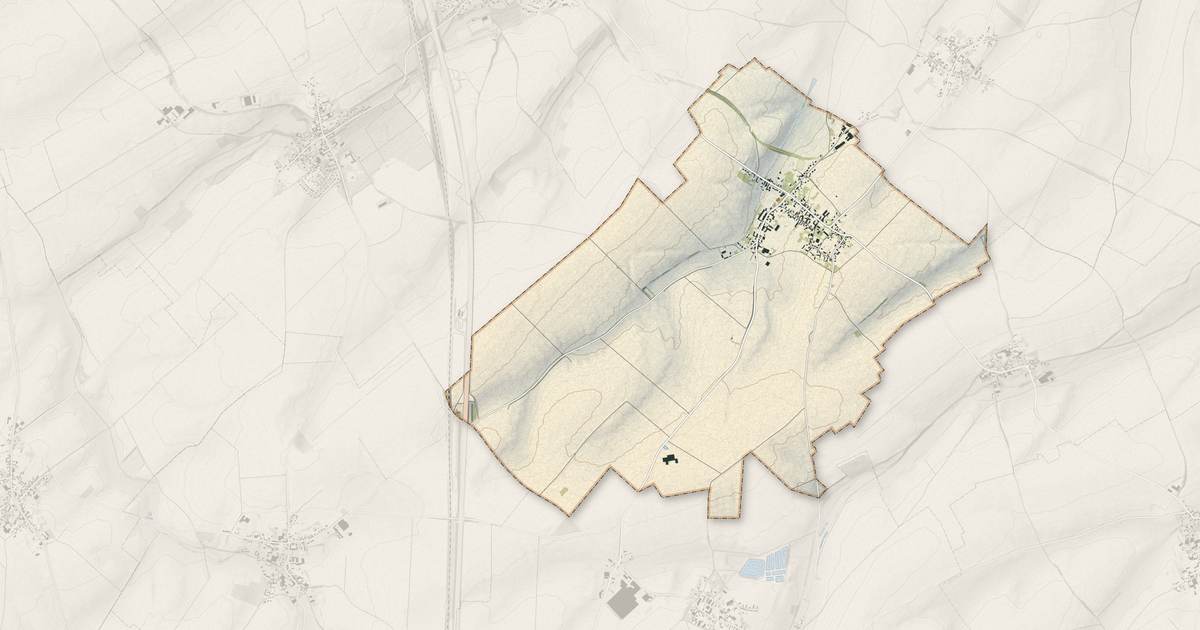 Portrait cartographique de Écoust-Saint-Mein : relief, eau, forêts, bâti et voies, calculés à partir des données de l'IGN