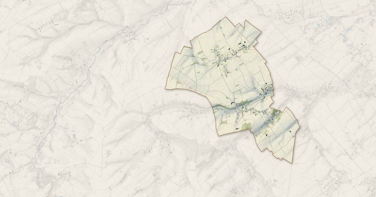 Portrait cartographique de Enquin-lez-Guinegatte : relief, eau, forêts, bâti et voies, calculés à partir des données de l'IGN