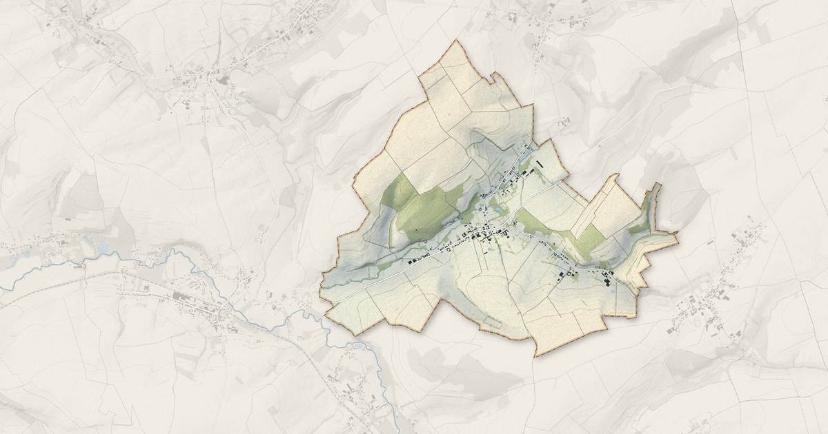 Portrait cartographique de Eps : relief, eau, forêts, bâti et voies, calculés à partir des données de l'IGN
