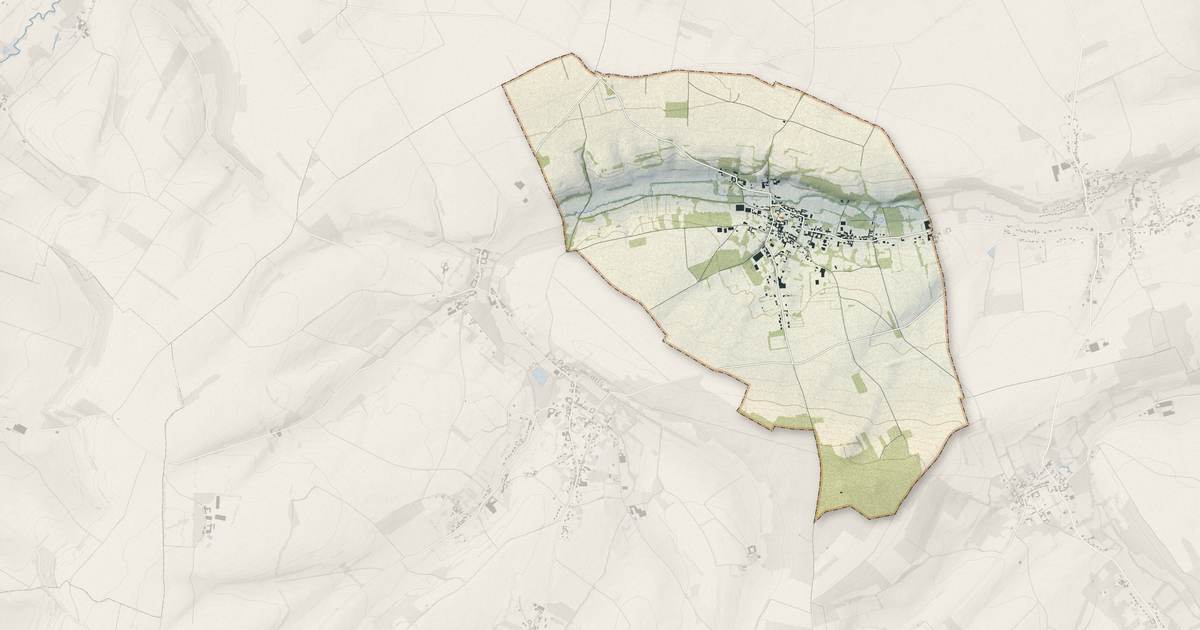 Portrait cartographique de Erny-Saint-Julien : relief, eau, forêts, bâti et voies, calculés à partir des données de l'IGN