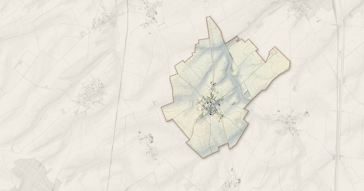 Portrait cartographique de Ervillers : relief, eau, forêts, bâti et voies, calculés à partir des données de l'IGN