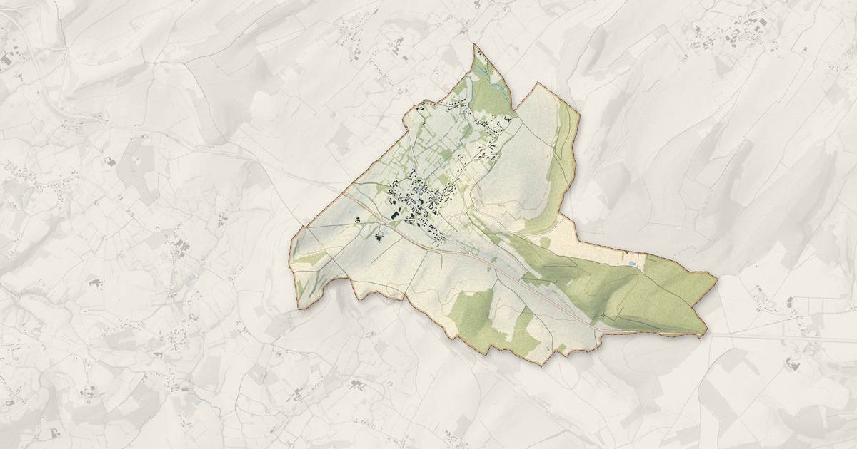 Portrait cartographique de Escœuilles : relief, eau, forêts, bâti et voies, calculés à partir des données de l'IGN