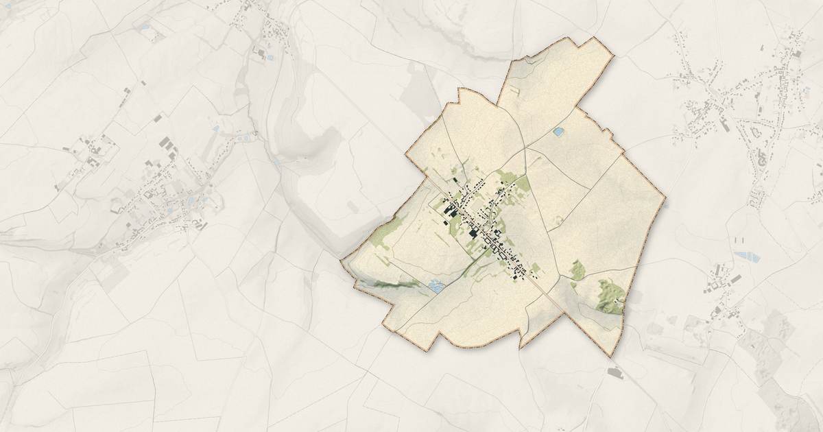 Portrait cartographique de Estrée-Cauchy : relief, eau, forêts, bâti et voies, calculés à partir des données de l'IGN