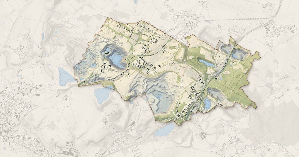 Portrait cartographique de Ferques : relief, eau, forêts, bâti et voies, calculés à partir des données de l'IGN