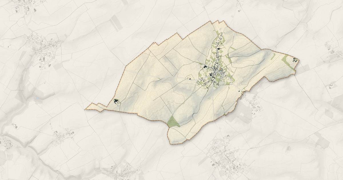 Portrait cartographique de Foncquevillers : relief, eau, forêts, bâti et voies, calculés à partir des données de l'IGN