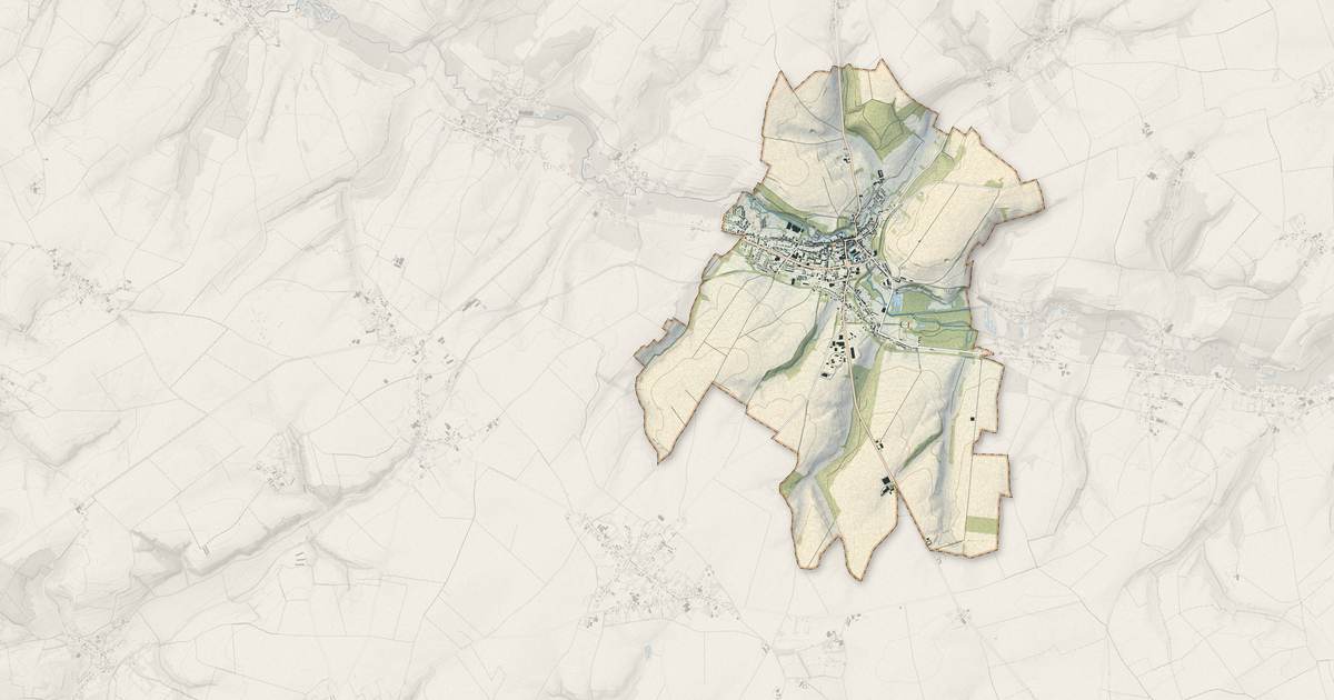 Portrait cartographique de Frévent : relief, eau, forêts, bâti et voies, calculés à partir des données de l'IGN