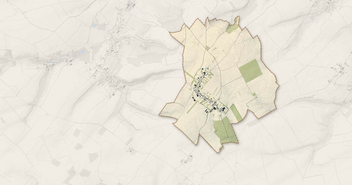 Portrait cartographique de Frévillers : relief, eau, forêts, bâti et voies, calculés à partir des données de l'IGN