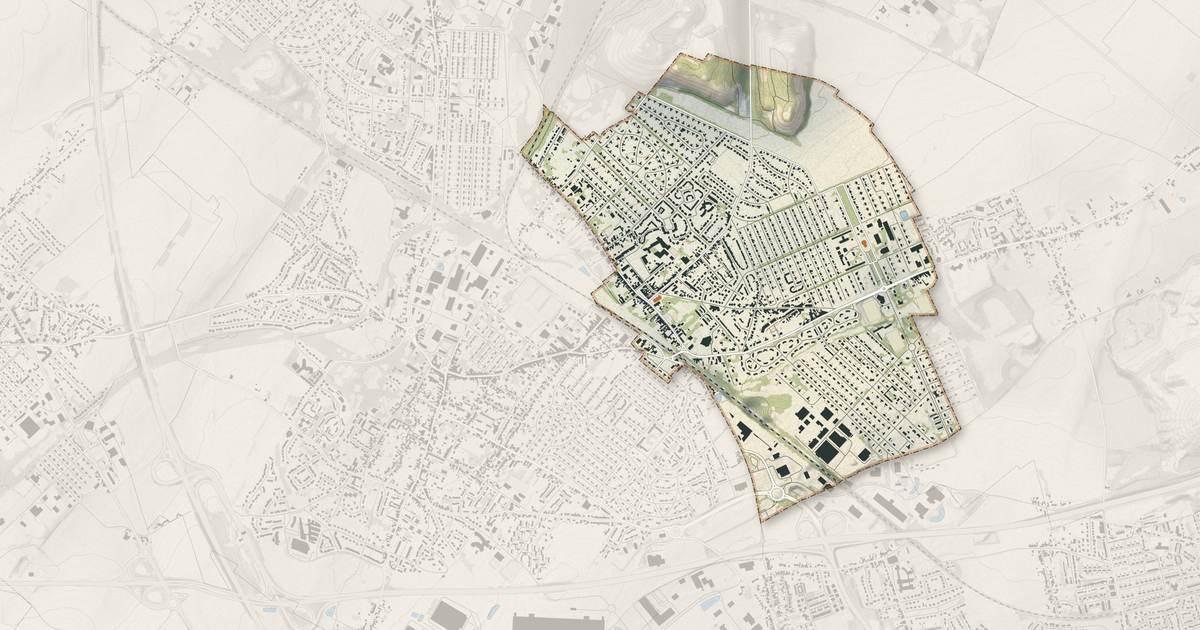 Portrait cartographique de Grenay : relief, eau, forêts, bâti et voies, calculés à partir des données de l'IGN