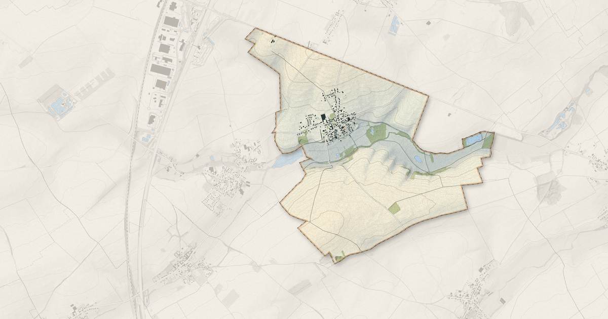 Portrait cartographique de Guémappe : relief, eau, forêts, bâti et voies, calculés à partir des données de l'IGN
