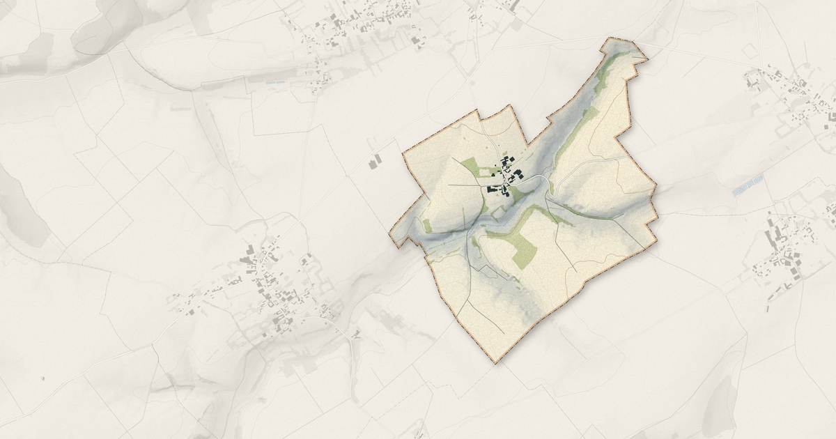 Portrait cartographique de Guinecourt : relief, eau, forêts, bâti et voies, calculés à partir des données de l'IGN