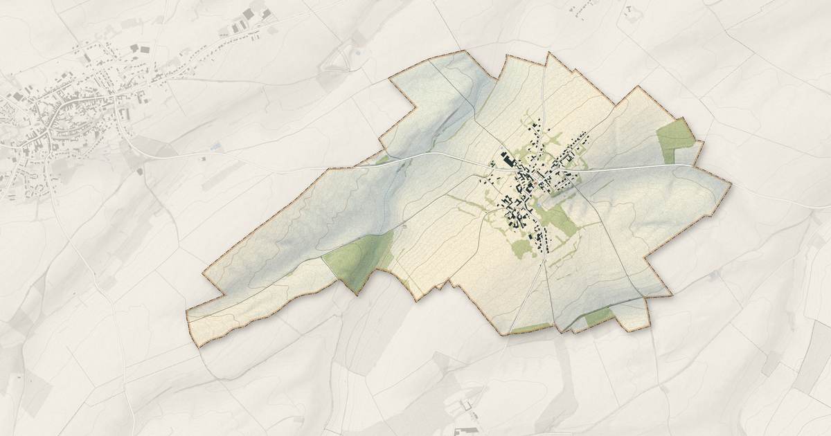 Portrait cartographique de Hauteville : relief, eau, forêts, bâti et voies, calculés à partir des données de l'IGN