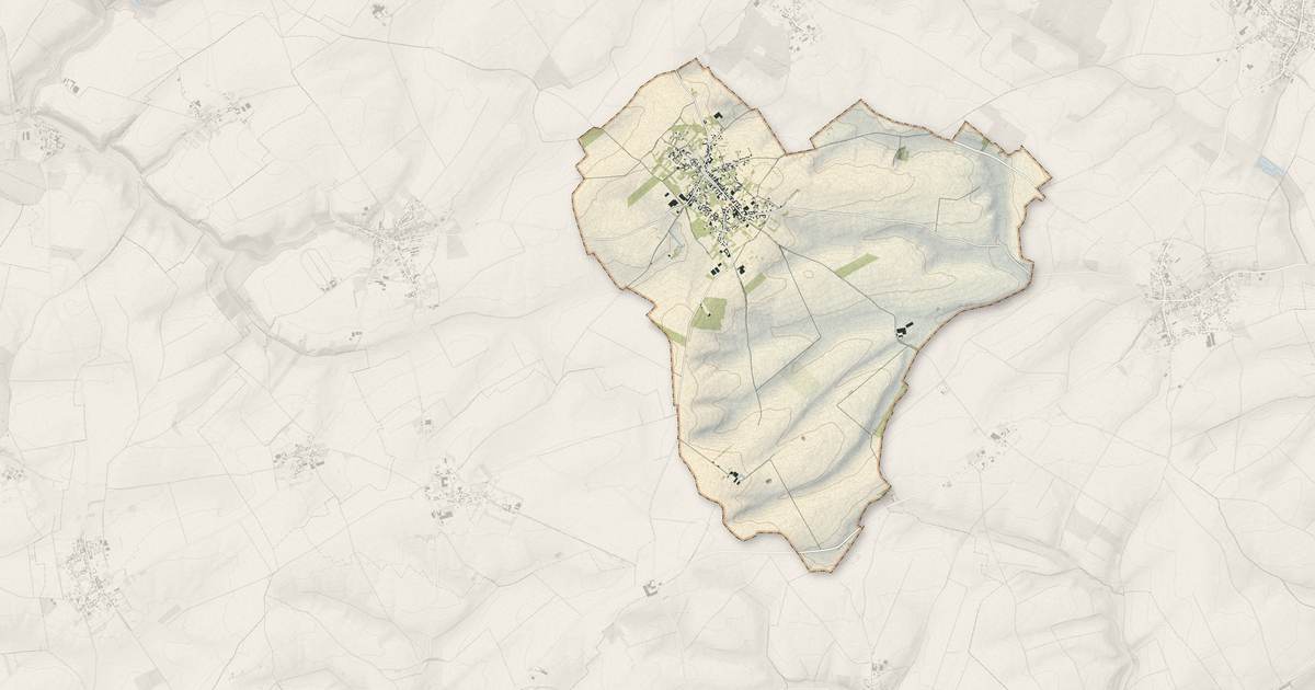 Portrait cartographique de Hébuterne : relief, eau, forêts, bâti et voies, calculés à partir des données de l'IGN