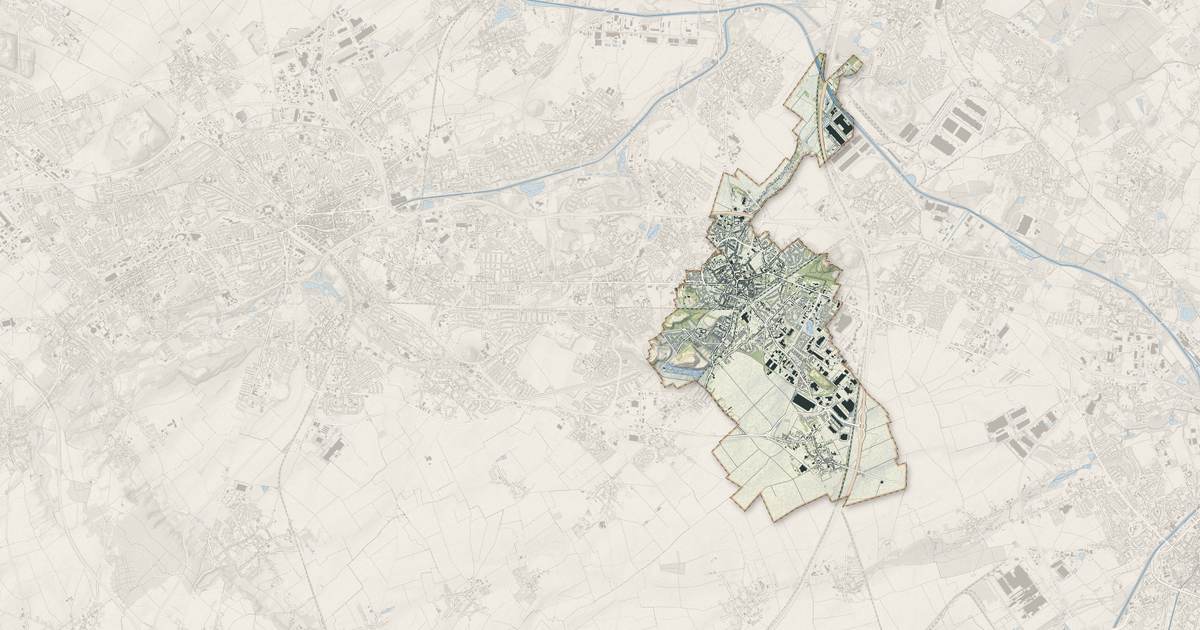 Portrait cartographique de Hénin-Beaumont : relief, eau, forêts, bâti et voies, calculés à partir des données de l'IGN