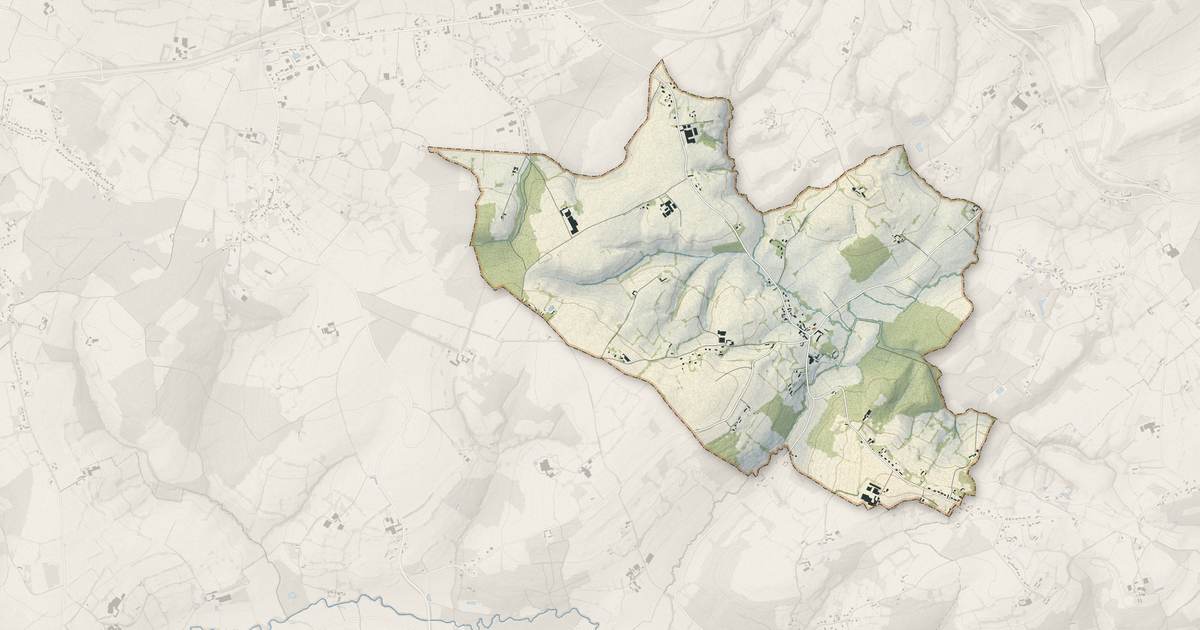 Portrait cartographique de Henneveux : relief, eau, forêts, bâti et voies, calculés à partir des données de l'IGN