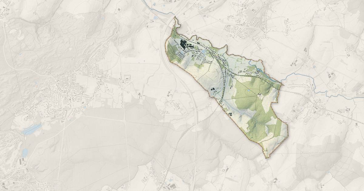 Portrait cartographique de Hesdigneul-lès-Boulogne : relief, eau, forêts, bâti et voies, calculés à partir des données de l'IGN