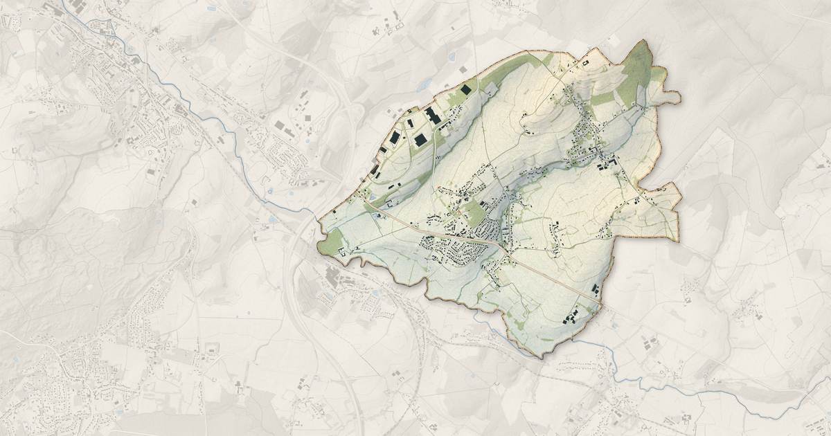 Portrait cartographique de Hesdin-l'Abbé : relief, eau, forêts, bâti et voies, calculés à partir des données de l'IGN