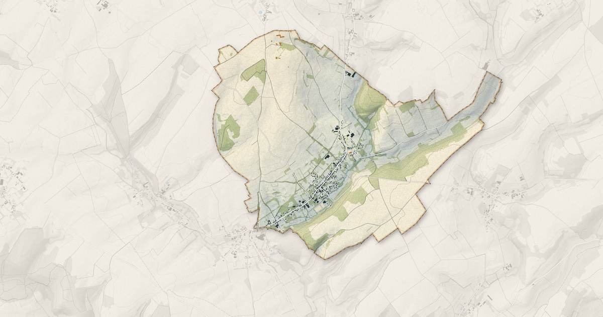 Portrait cartographique de Heuchin : relief, eau, forêts, bâti et voies, calculés à partir des données de l'IGN