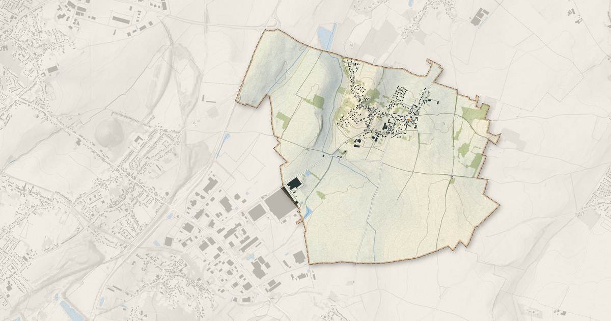 Portrait cartographique de Houchin : relief, eau, forêts, bâti et voies, calculés à partir des données de l'IGN