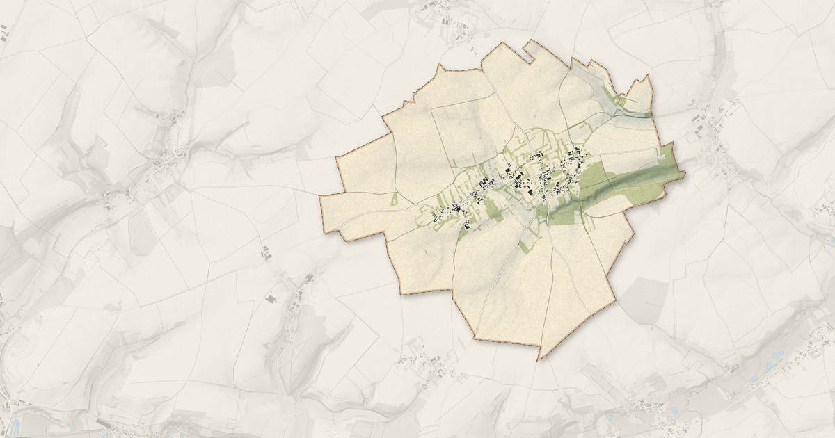 Portrait cartographique de Houvin-Houvigneul : relief, eau, forêts, bâti et voies, calculés à partir des données de l'IGN