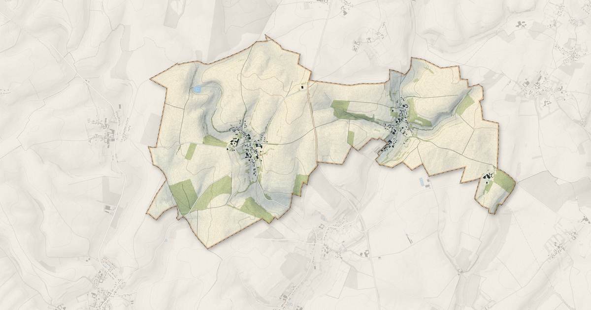 Portrait cartographique de Hubersent : relief, eau, forêts, bâti et voies, calculés à partir des données de l'IGN