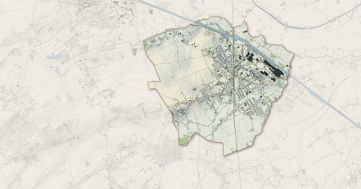 Portrait cartographique de Isbergues : relief, eau, forêts, bâti et voies, calculés à partir des données de l'IGN