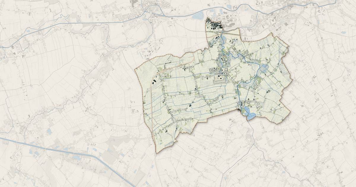 Portrait cartographique de Lestrem : relief, eau, forêts, bâti et voies, calculés à partir des données de l'IGN