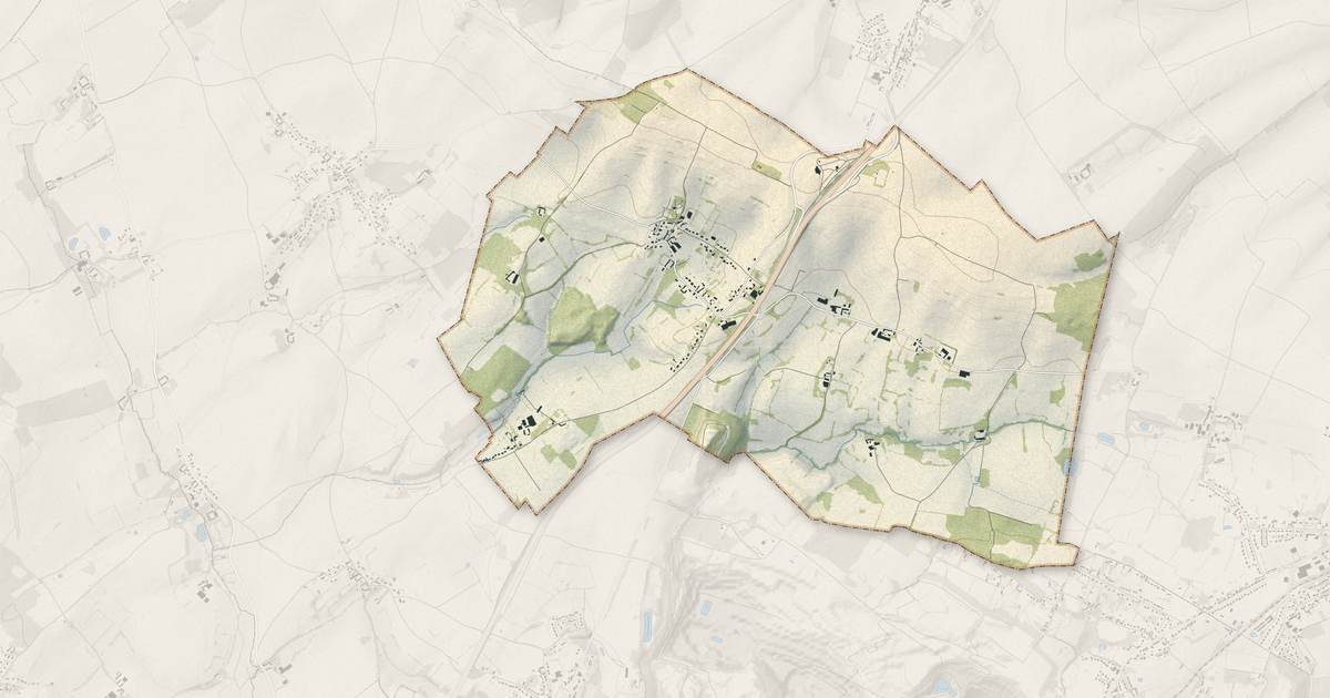 Portrait cartographique de Leubringhen : relief, eau, forêts, bâti et voies, calculés à partir des données de l'IGN