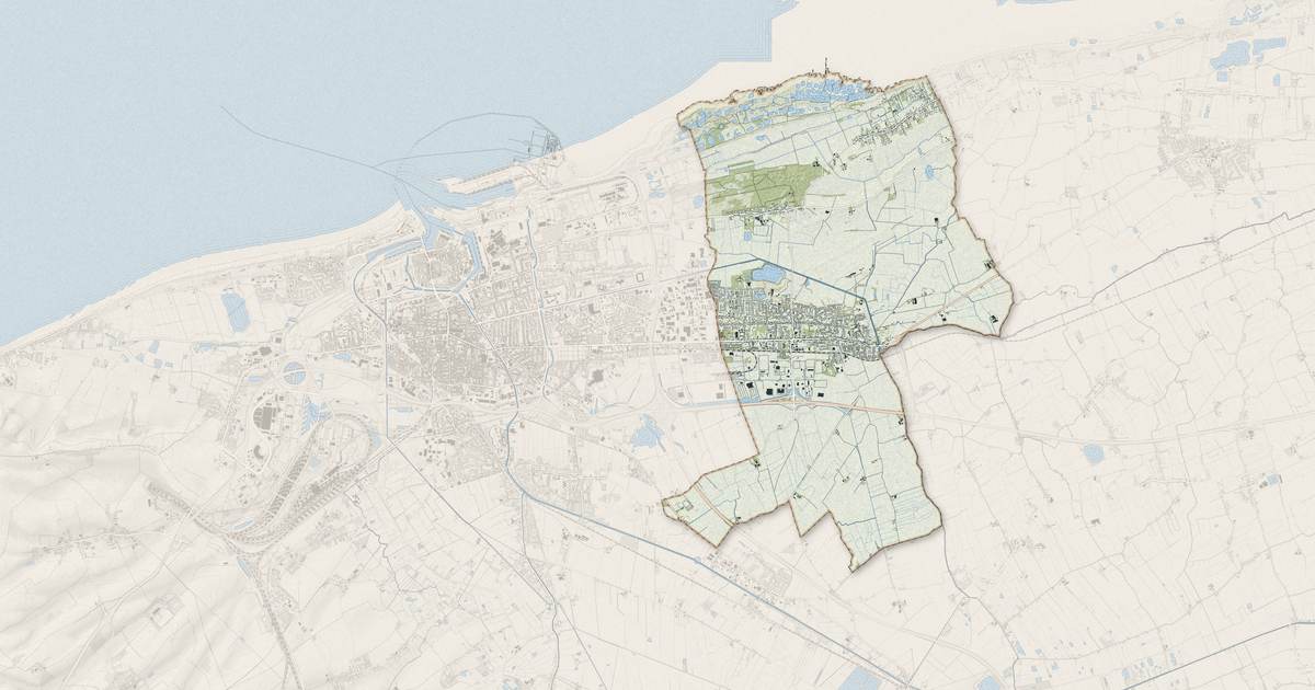Portrait cartographique de Marck : relief, eau, forêts, bâti et voies, calculés à partir des données de l'IGN