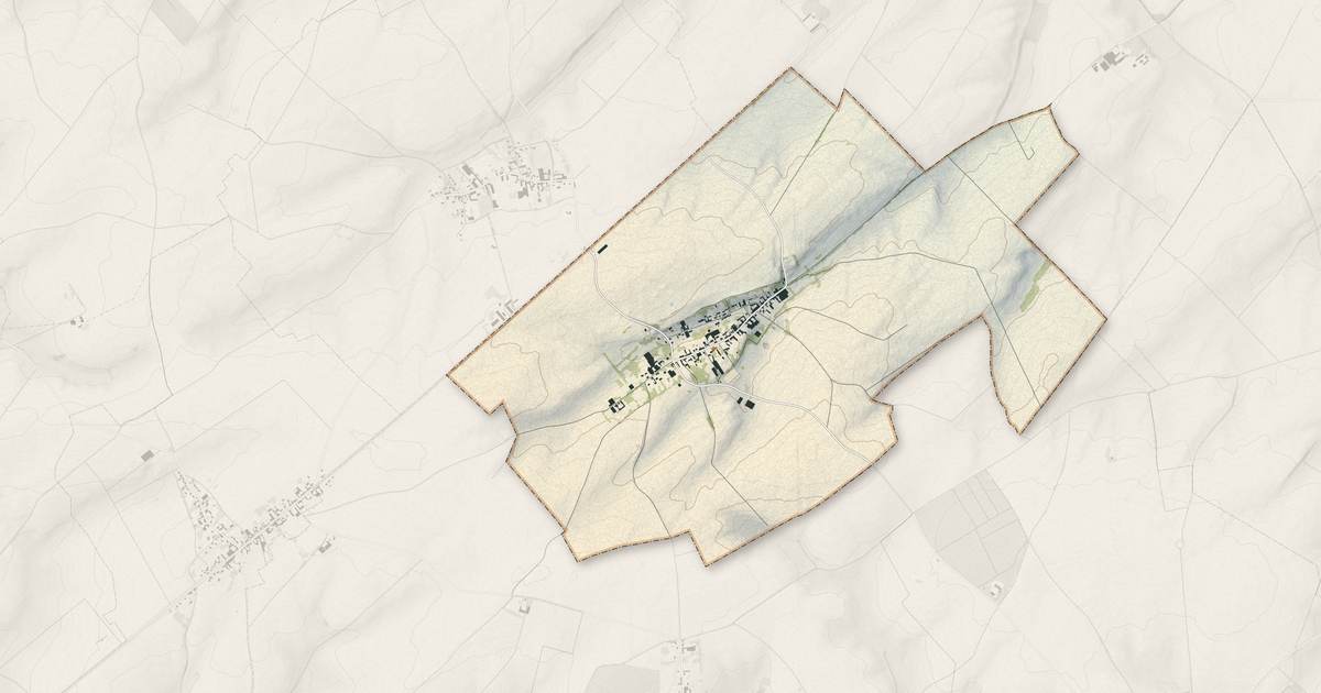 Portrait cartographique de Martinpuich : relief, eau, forêts, bâti et voies, calculés à partir des données de l'IGN