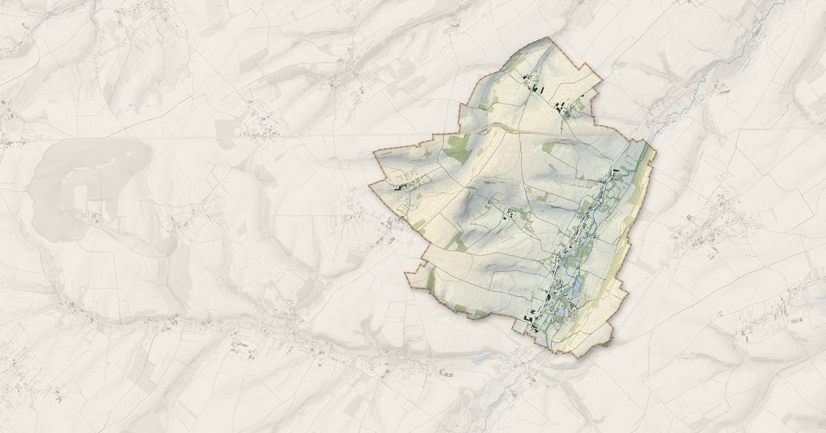 Portrait cartographique de Merck-Saint-Liévin : relief, eau, forêts, bâti et voies, calculés à partir des données de l'IGN
