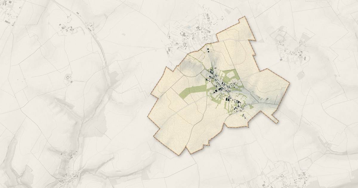 Portrait cartographique de Moncheaux-lès-Frévent : relief, eau, forêts, bâti et voies, calculés à partir des données de l'IGN