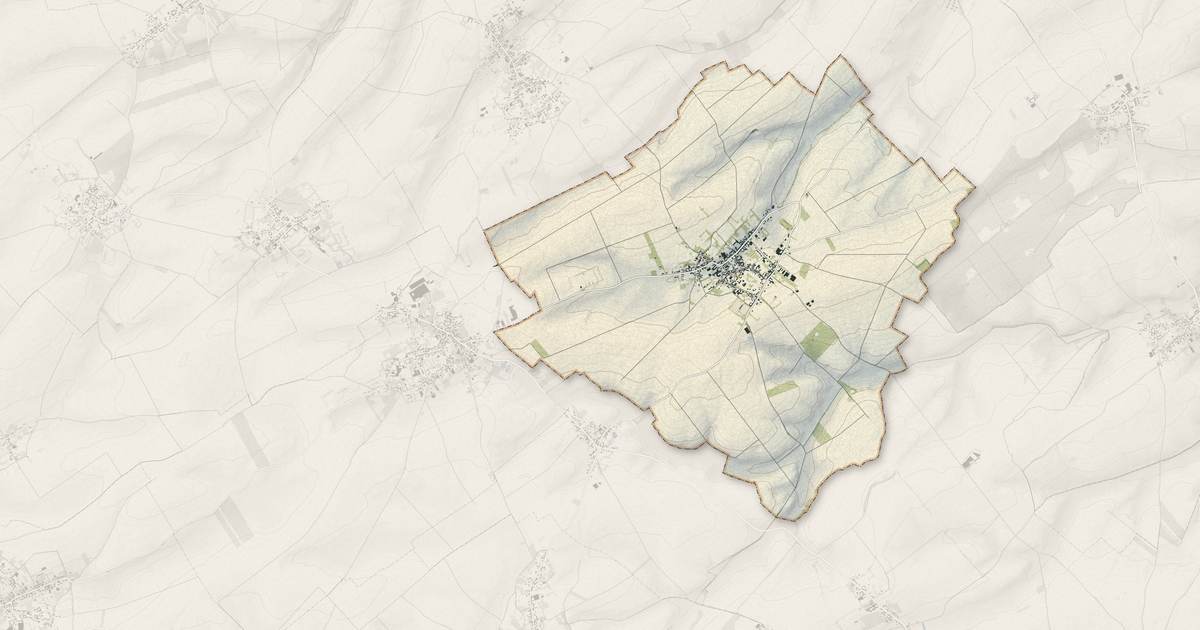 Portrait cartographique de Monchy-au-Bois : relief, eau, forêts, bâti et voies, calculés à partir des données de l'IGN
