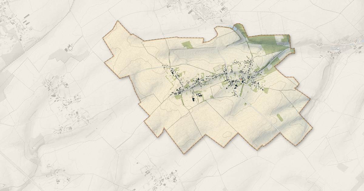 Portrait cartographique de Monchy-Breton : relief, eau, forêts, bâti et voies, calculés à partir des données de l'IGN
