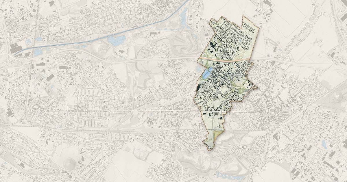 Portrait cartographique de Montigny-en-Gohelle : relief, eau, forêts, bâti et voies, calculés à partir des données de l'IGN