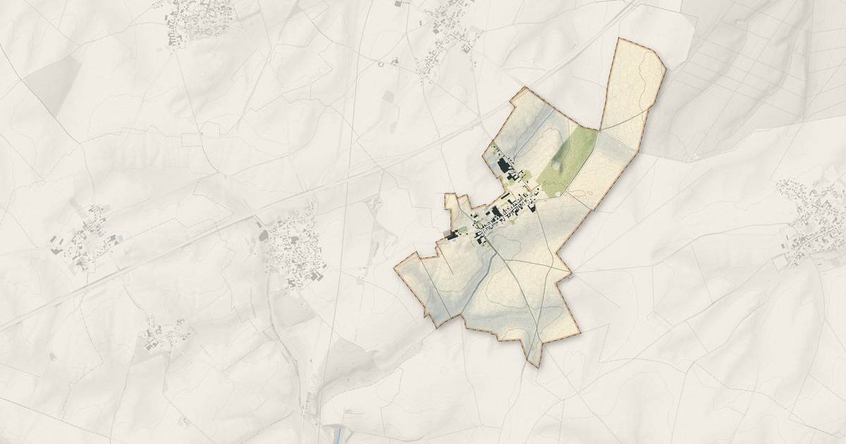 Portrait cartographique de Neuville-Bourjonval : relief, eau, forêts, bâti et voies, calculés à partir des données de l'IGN