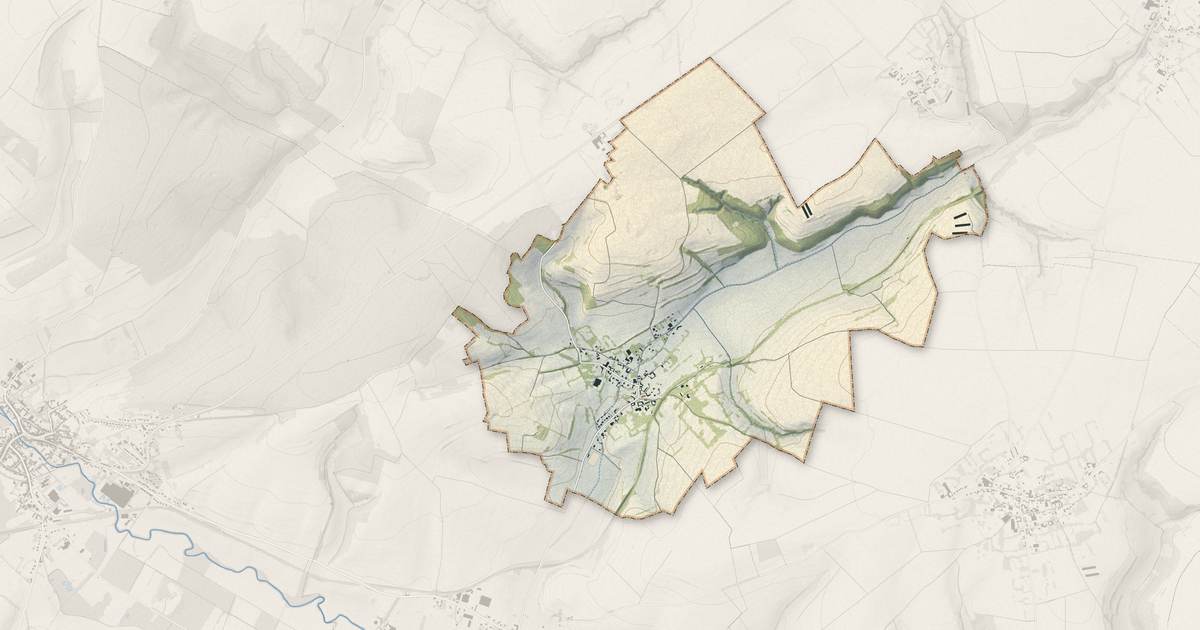 Portrait cartographique de Nœux-lès-Auxi : relief, eau, forêts, bâti et voies, calculés à partir des données de l'IGN
